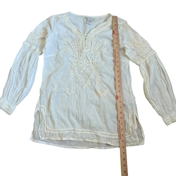 Soft Surroundings Off white Cream Embroidered Tunic Top M - Picture 3 of 11